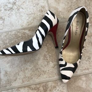 Zebra print, red heeled shoes